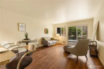 Cozy open floor plan with easy access to the interior garden.