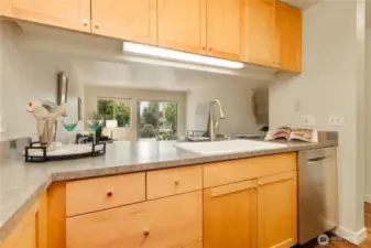 Two person kitchen with easy access to the great room.