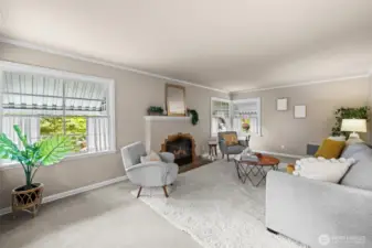Gracious living room with outside awnings