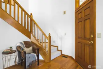 Front entry foyer with tall ceilings.
