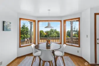 Breakfast nook off of kitchen with water views