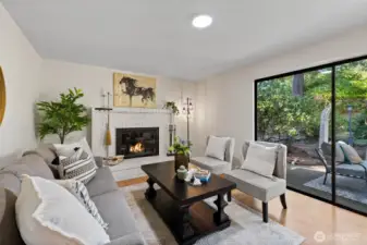 Cozy family room with sliding doors to back patio.