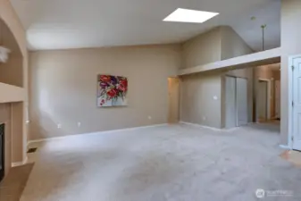 Skylight in living room providing natural light