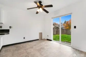 Slider to patio and backyard.