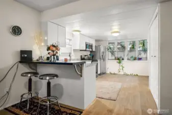 A spacious updated kitchen with potential  room to add a small table or island.