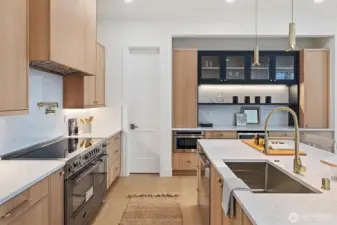 Built in bar area with beverage/wine fridge