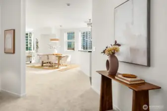 Conveniently close to the elevator, your foyer opens to the light-filled interiors beyond.