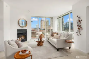 Gather around the natural gas fireplace on cool evenings.