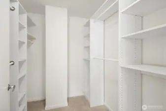Primary suite walk-in closet with room for all of your favorite things.