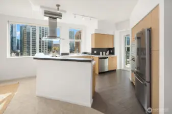 Well-appointed, open kitchen.