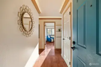 As you are entering the unit you will be greeted with lots of natural light and beautiful engineered hardwood floors. There are two closets as you enter to the right.