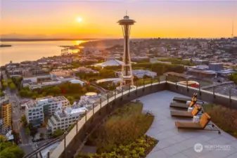 Summer Sunsets are unrivaled. Fire pit area located right next to these chaise loungers.