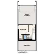 First floor garage entry level, outlet for EV charging.
