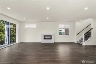Electric fireplace with wiring flatscreen tv above