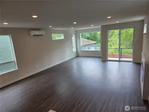 Balcony off of living area with peek-a-boo views of Lake Washington