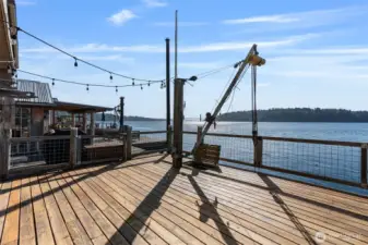 Large deck with hatch and ladder to the beach and boat davit with chain hoist for lifting a boat/misc.  4 North Salmon Beach