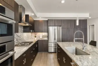 Gas cooktop and ample storage for all your chef ware.