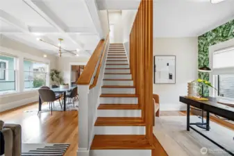 Gorgeous hardwoods and custom railing bring an modern touch to the 2nd story expansion