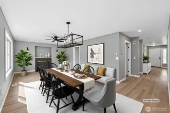 Virtually staged dining/family/bonus room