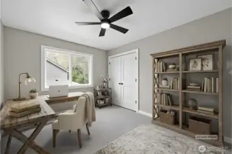 Virtually staged office on main floor