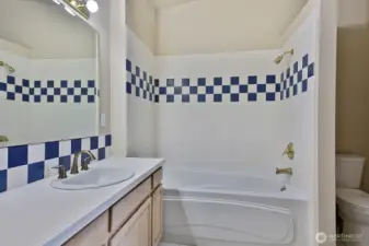Primary bath tub and separate shower.