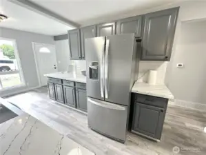 Kitchen with brand new quartz countertops