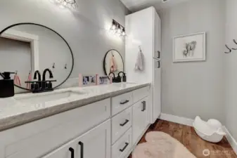 Lower level full bath with modern and spa like design.