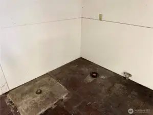 Garage plumbed for shower, toilet and sink