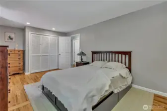 Half of the closet is a walk-in