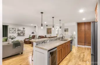 Built in beverage fridge in the 10+ foot island.