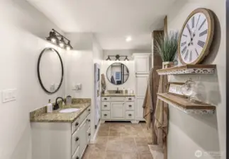 Who doesn't LOVE split vanities? This is the perfect solution to...well, enough said. The radiant floor heat will keep you nice and toasty in the middle of the night.