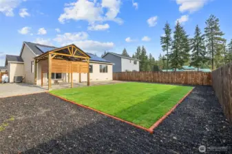 New sod, hardscape rock perimeter