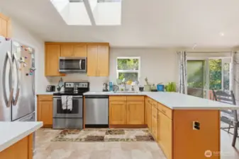 Stainless steel appliances and ample cabinet space