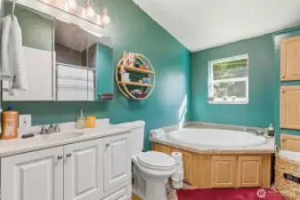 Bathroom off primary with large soaking tub