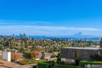 views of the City, Mt Rainier, and Puget Sound