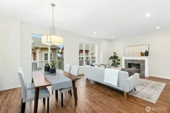 Large dining area open to living room and kitchen.