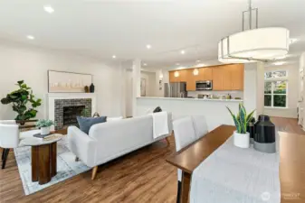 Updated engineered hardwoods throughout main floor