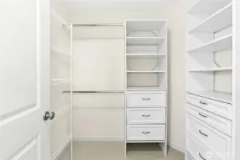 Primary closet with built-ins.