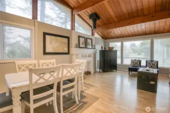 Natural lighting brings nature indoors through large windows