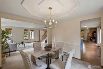 The dining room flows from the living room.