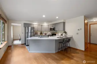 The kitchen is great for entertaining with the large breakfast bar.