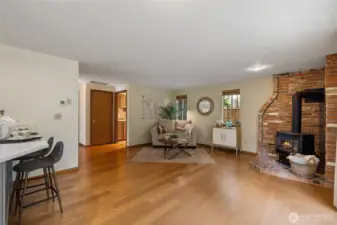 Enjoy sitting by the cozy gas fireplace in this large family room.