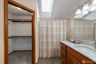 The Primary Bath has a water closet and a huge walk-in closet!