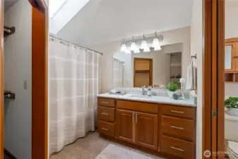 The skylight keeps in light and bright year round.