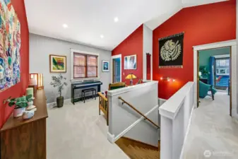 From the top of the stairs on the upper floor, there is a fantastic bonus room space.