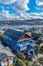 Shot from above looking out toward the ship canal and Lake Union.