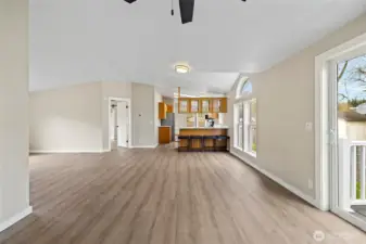 Looking toward the kitchen from the family room