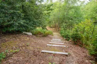 Enter the lower pasture and woods through this meandering staircase