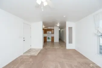 Main living area over looking kitchen