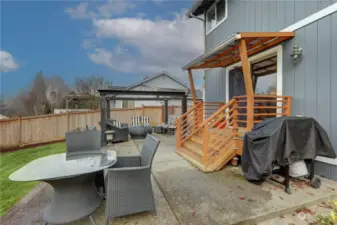 Patio is large with space for your backyard BBQs!  Gazebo stays!!